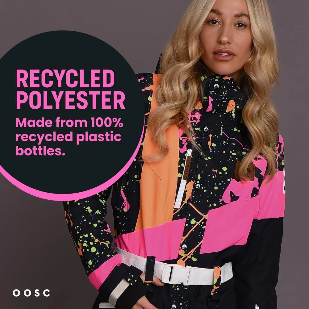 OOSC Clueless Ski Suit Womens | Stylish Retro Pattern | Waterproof, Breathable, Insulated | Made with Recycled Polyester
