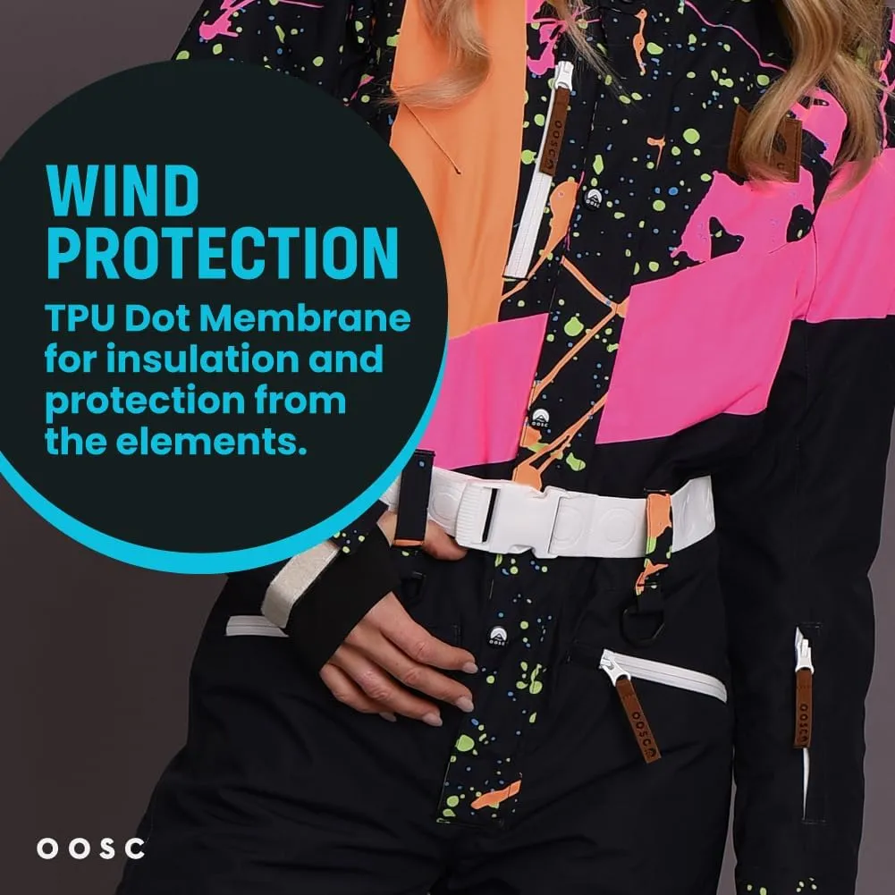OOSC Clueless Ski Suit Womens | Stylish Retro Pattern | Waterproof, Breathable, Insulated | Made with Recycled Polyester