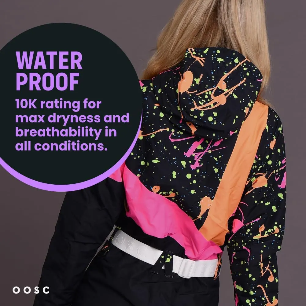 OOSC Clueless Ski Suit Womens | Stylish Retro Pattern | Waterproof, Breathable, Insulated | Made with Recycled Polyester