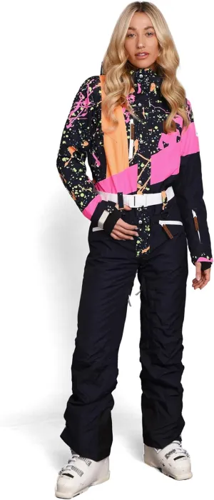 OOSC Clueless Ski Suit Womens | Stylish Retro Pattern | Waterproof, Breathable, Insulated | Made with Recycled Polyester