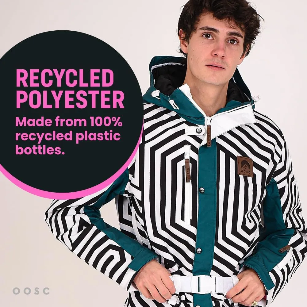 OOSC Fall Line Black & White Ski Suit Men | Stylish Retro Design | Waterproof, Breathable, Insulated | Recycled Polyester