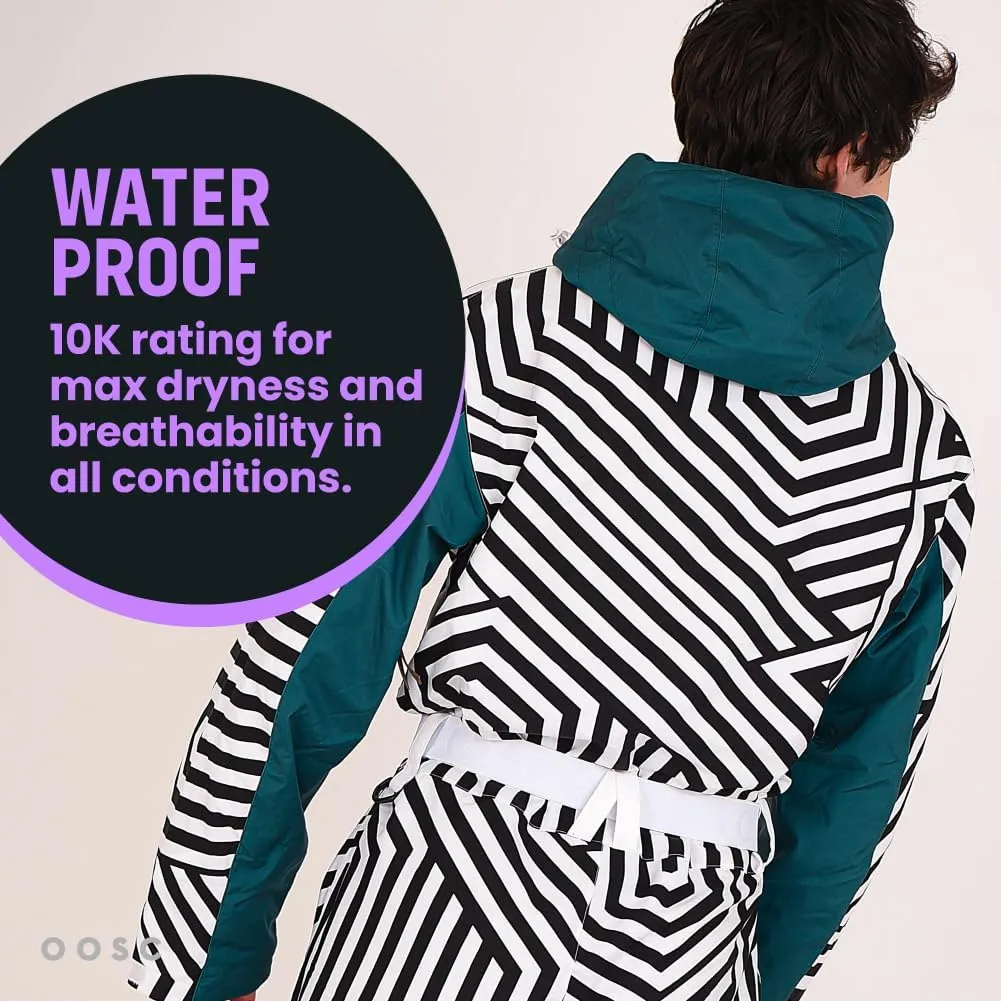 OOSC Fall Line Black & White Ski Suit Men | Stylish Retro Design | Waterproof, Breathable, Insulated | Recycled Polyester