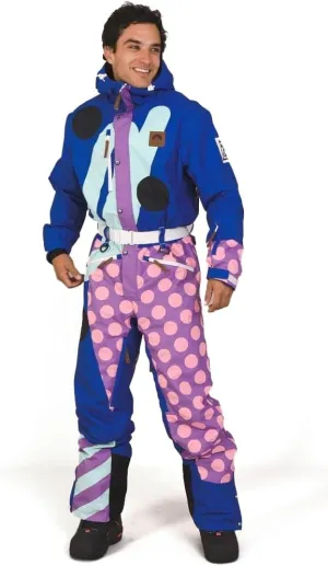OOSC Penfold In Blue Ski Suit Men | Stylish Retro Pattern | Waterproof, Breathable, Insulated | Made with Recycled Polyester