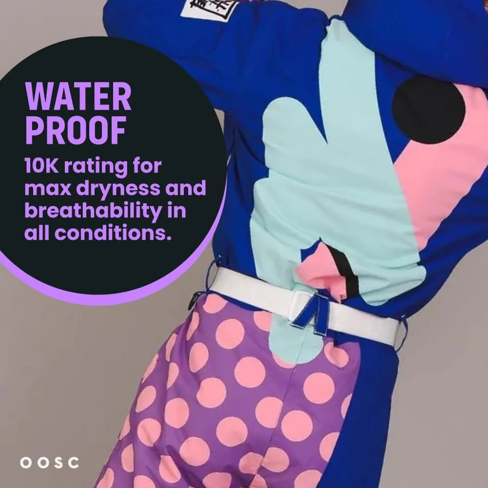 OOSC Penfold In Blue Ski Suit Men | Stylish Retro Pattern | Waterproof, Breathable, Insulated | Made with Recycled Polyester