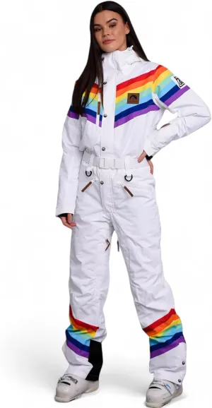OOSC Rainbow Road Womens Ski Suit | Stylish Retro | Waterproof, Breathable, Insulated Synthetic | Made of Recycled Polyester