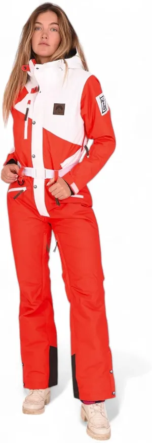 OOSC Stardust Womens Ski Suit | Red and White | Waterproof, Breathable & Insulated Synthetic | Recycled Polyester