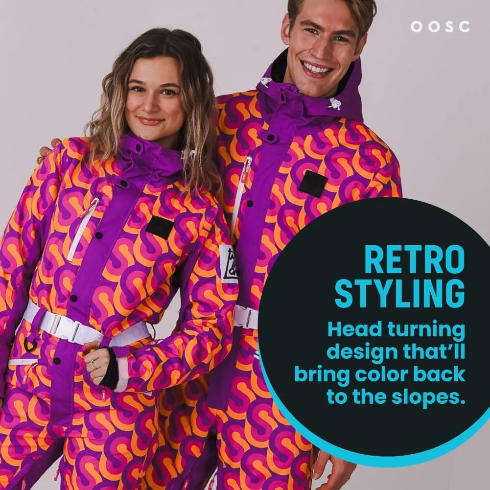 OOSC That 70’s Show Ski Suit Mens | Stylish Retro Pattern | Waterproof, Breathable, Insulated | Made with Recycled Polyester