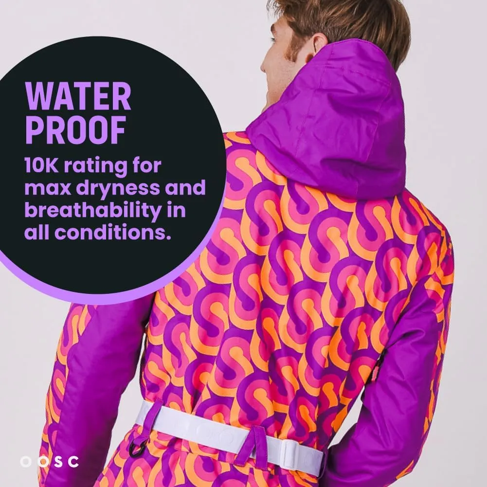 OOSC That 70’s Show Ski Suit Mens | Stylish Retro Pattern | Waterproof, Breathable, Insulated | Made with Recycled Polyester