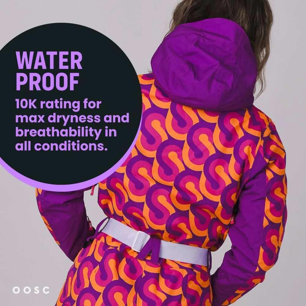 OOSC That 70's Show Ski Suit Women | Stylish Retro Design| Waterproof, Breathable, Insulated | Recycled Polyester