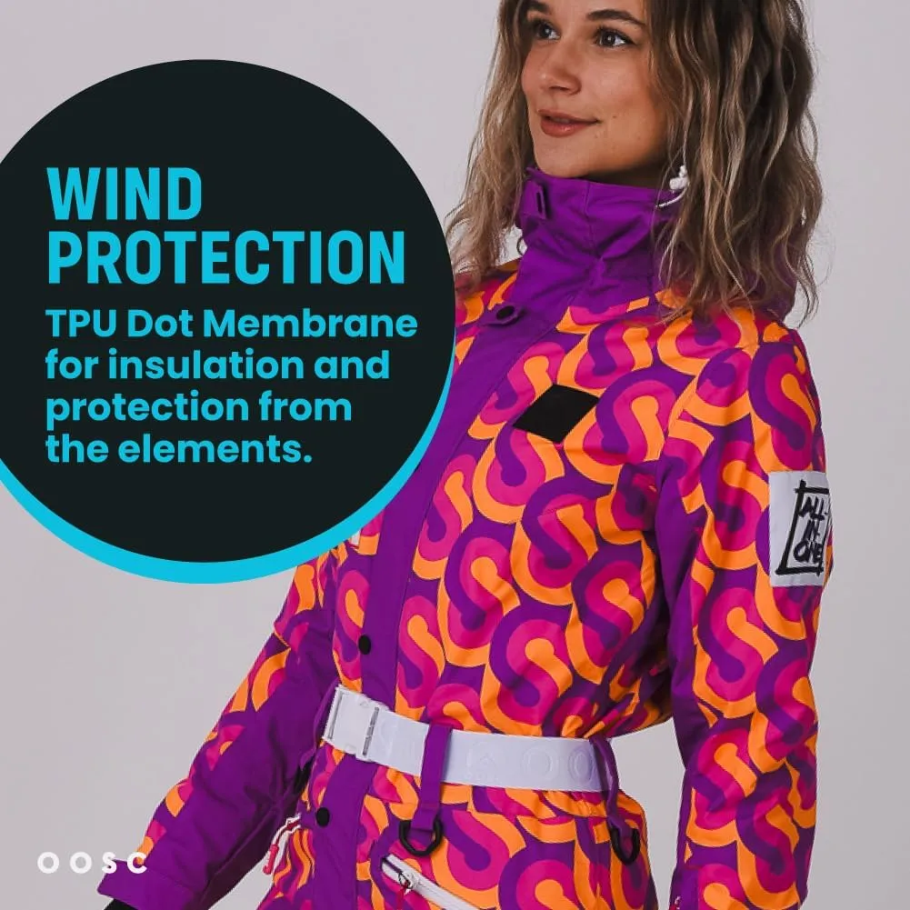 OOSC That 70's Show Ski Suit Women | Stylish Retro Design| Waterproof, Breathable, Insulated | Recycled Polyester