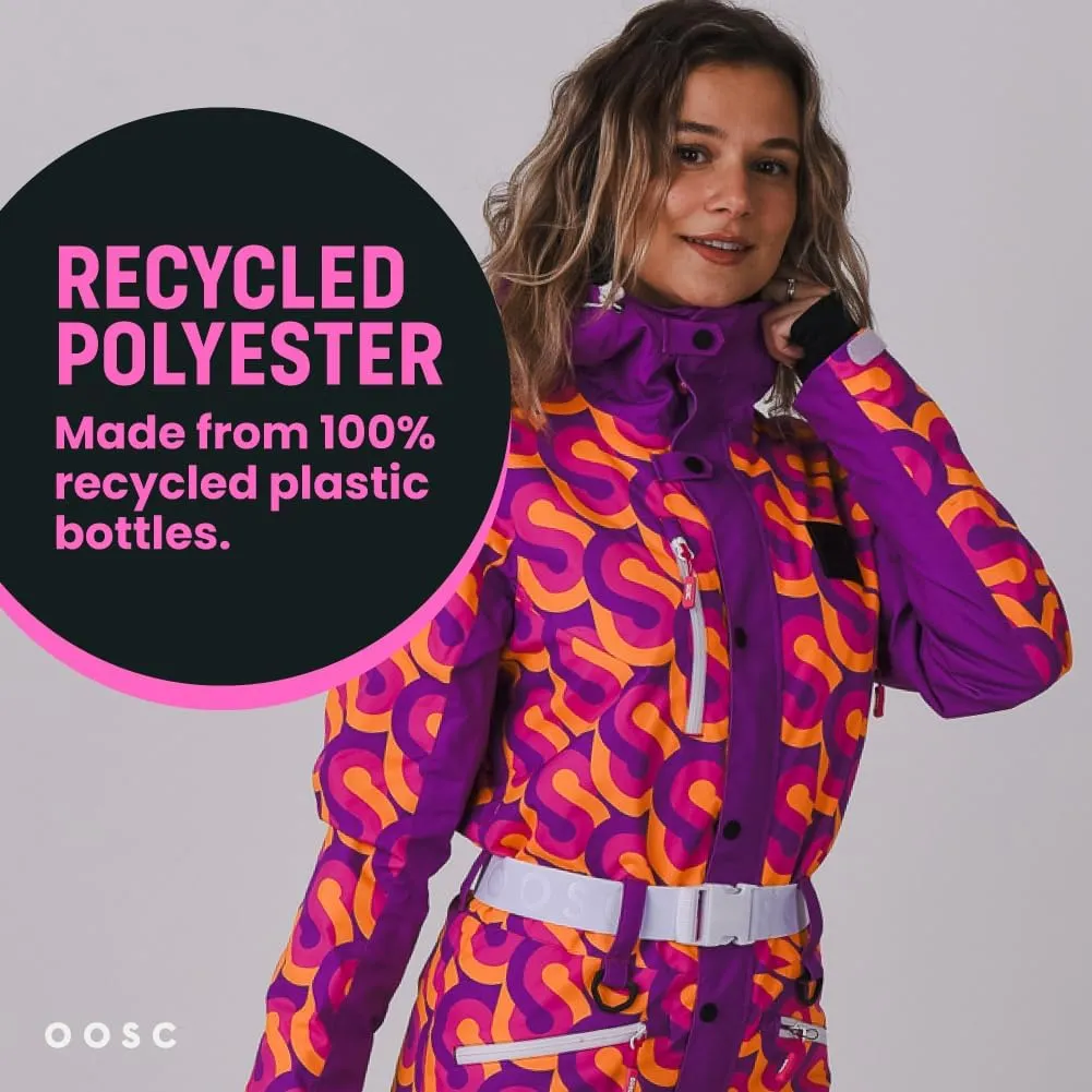 OOSC That 70's Show Ski Suit Women | Stylish Retro Design| Waterproof, Breathable, Insulated | Recycled Polyester