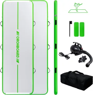 ORHOBOARD Inflatable Gymnastics Mat - 10’ Thick & Premium Heat Sealed Process, 1 1 Double-layer PVC Fitness Mats with Electric Pump, Repair Kit & Backpack - Multi-Scene exercise Mat Use for Outdoor