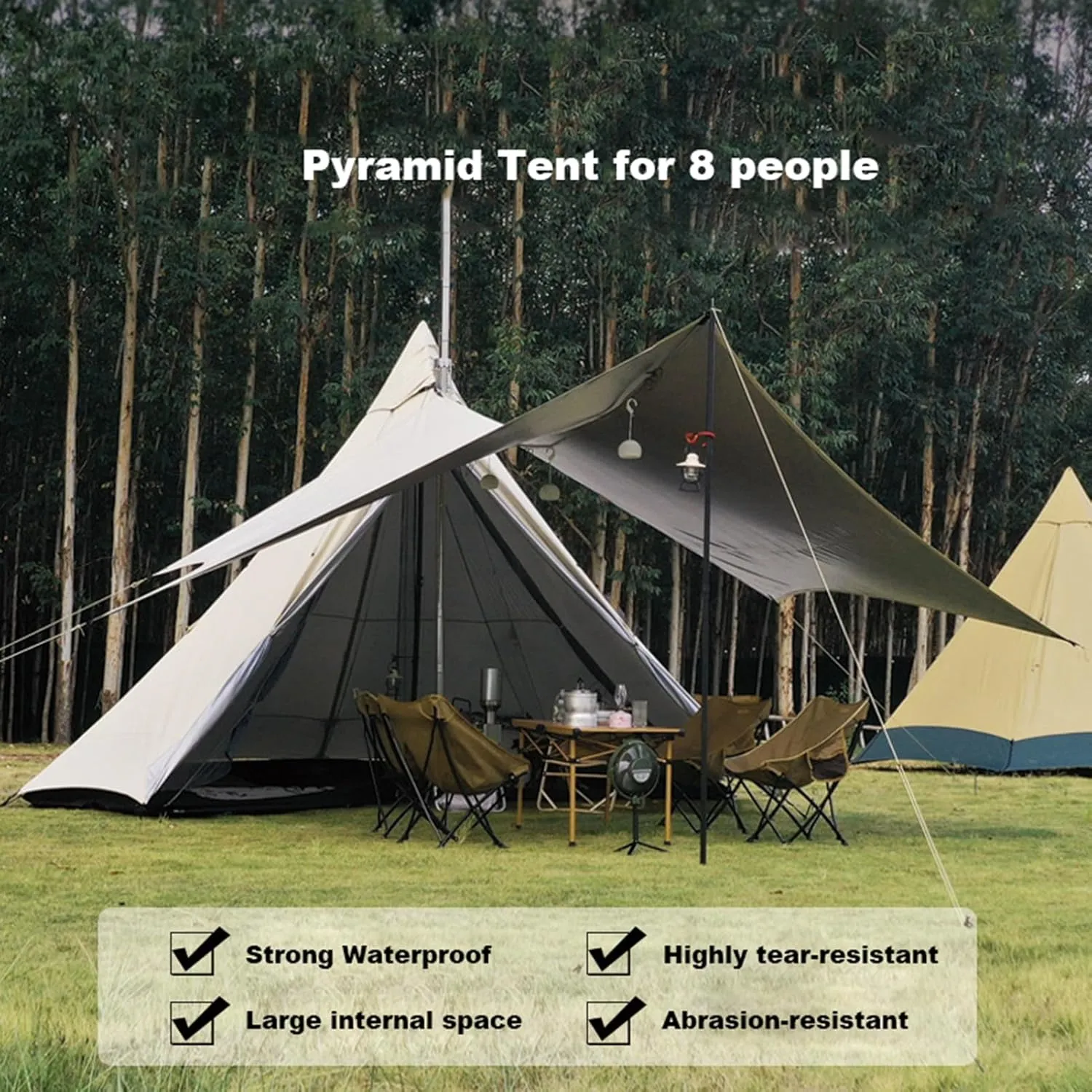Outdoor Camping Tent Double Layer Oxford Cloth Self-Driving Tour Cabin Tent Easy Set Up Outdoor, Hiking Mountaineering Travel