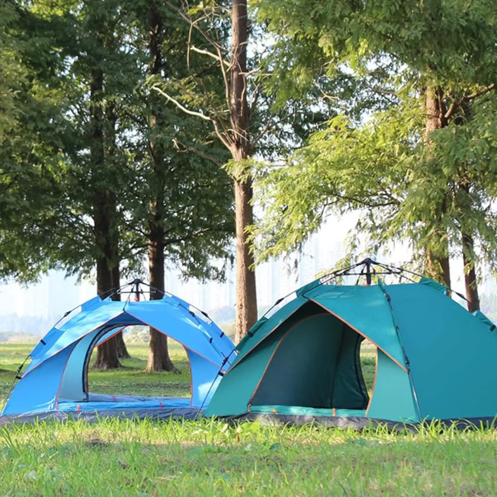 Outdoor Pop Up Tent Water-Resistant Portable Camping Tent for 1-2/3-4 People Family Tent (Dark Green for 1) (Dark Green for 3)