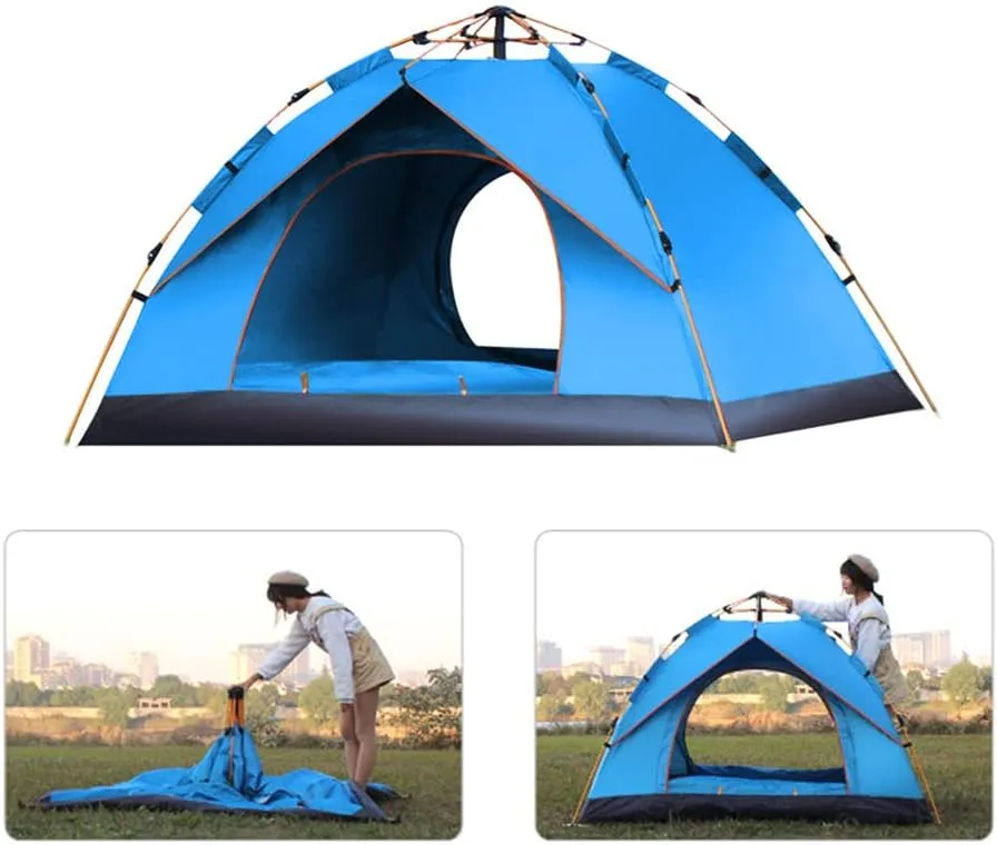 Outdoor Pop Up Tent Water-Resistant Portable Camping Tent for 1-2/3-4 People Family Tent (Dark Green for 1) (Dark Green for 3)