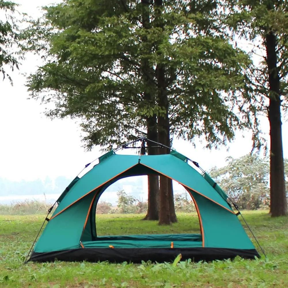 Outdoor Pop Up Tent Water-Resistant Portable Camping Tent for 1-2/3-4 People Family Tent (Dark Green for 1) (Dark Green for 3)