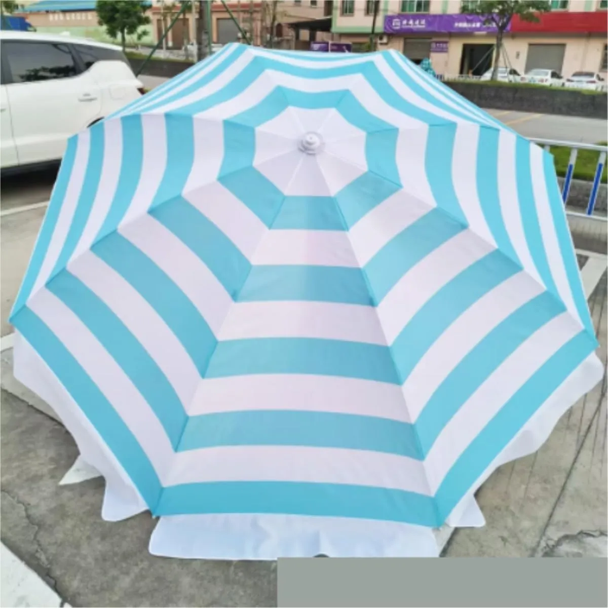 Outdoor Umbrella Night Market Stall Push Umbrella Outdoor Beach Amusement Park Garden Parasol Garden Parasol,Blue-2.4m