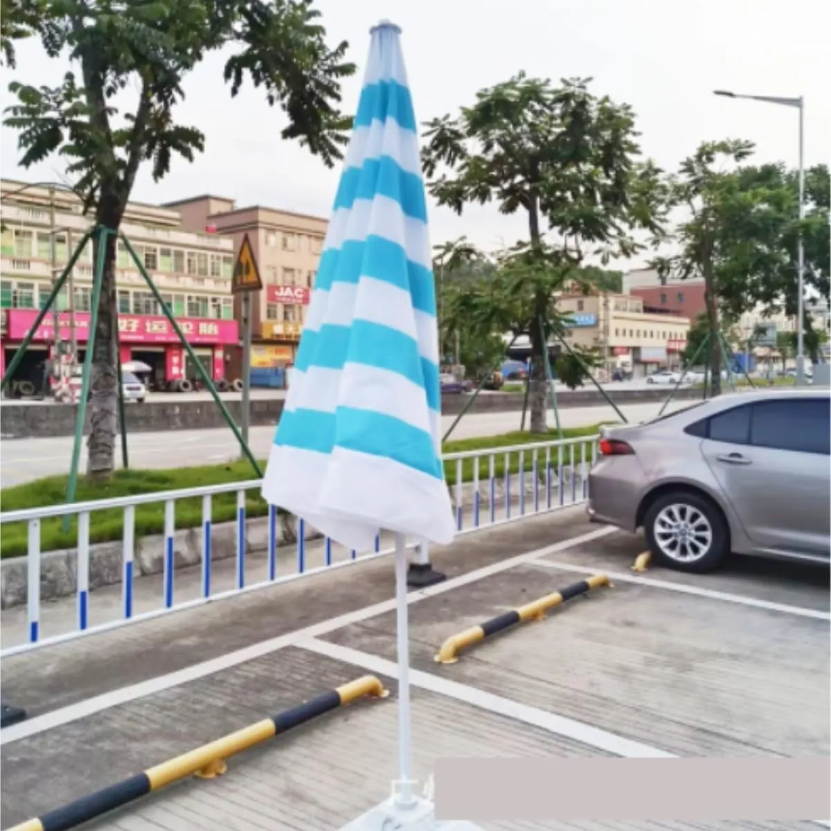 Outdoor Umbrella Night Market Stall Push Umbrella Outdoor Beach Amusement Park Garden Parasol Garden Parasol,Blue-2.4m