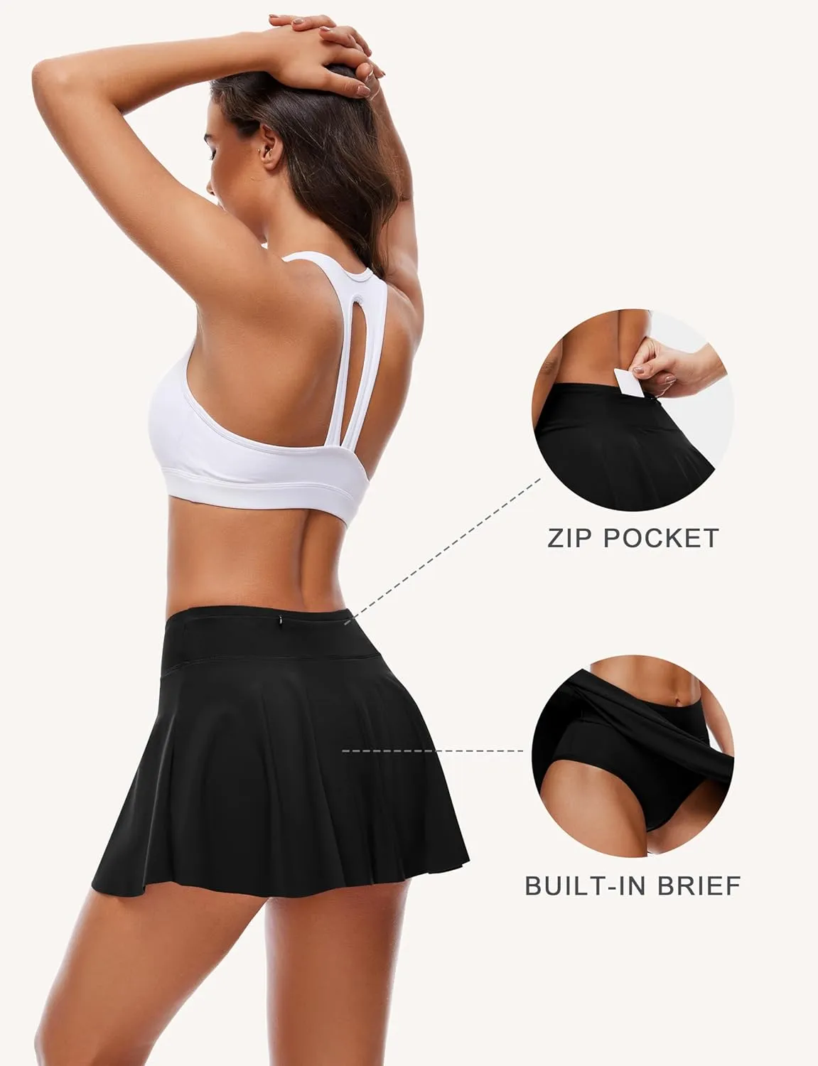 OVRUNS Period Swimwear High Waist Skirt with Leakproof Swim Bikini Bottoms Waterproof with Zip Pocket for Women Girl Teens