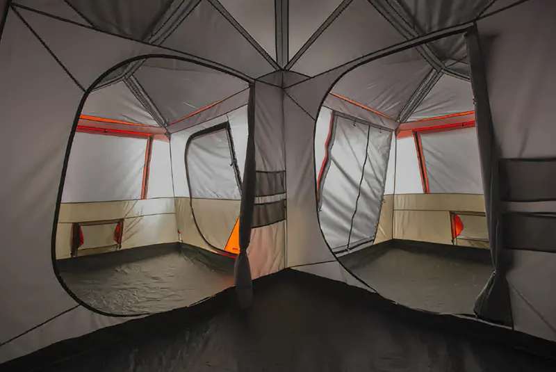 Ozark Trail 16x16 Instant Cabin 3 Room, L-Shaped Camping Tent Sleeps 12 NEW
