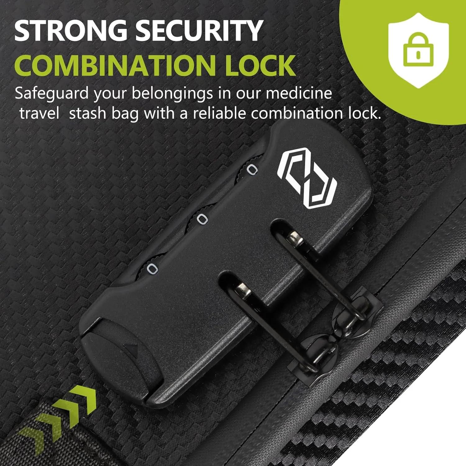 OZCHIN Smell Proof Portable Protection Hard EVA Bag With Combination Lock Bag Storage Case Container Travel Protective Carrying Storage Bag, Great Gifts For Men Or Women (Black) 8.66" x 9.45" x 4.33"