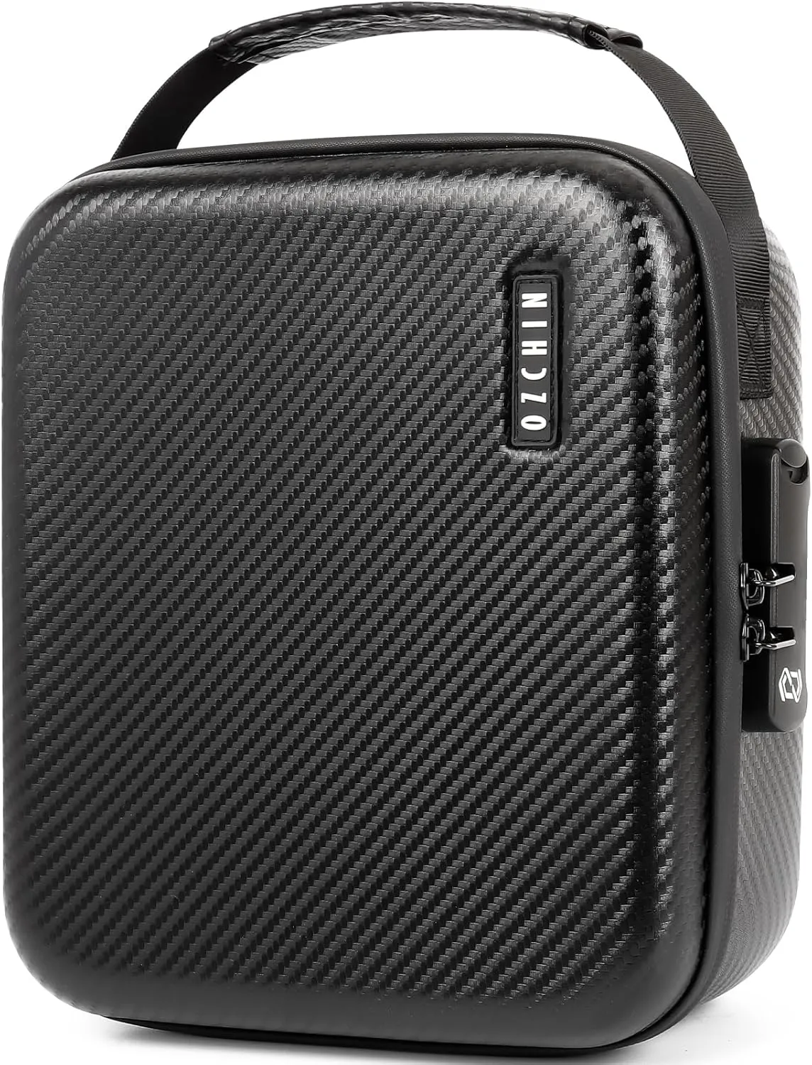 OZCHIN Smell Proof Portable Protection Hard EVA Bag With Combination Lock Bag Storage Case Container Travel Protective Carrying Storage Bag, Great Gifts For Men Or Women (Black) 8.66" x 9.45" x 4.33"