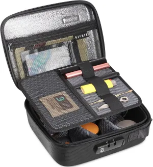 OZCHIN Smell Proof Portable Protection Hard EVA Bag With Combination Lock Bag Storage Case Container Travel Protective Carrying Storage Bag, Great Gifts For Men Or Women (Black) 8.66" x 9.45" x 4.33"