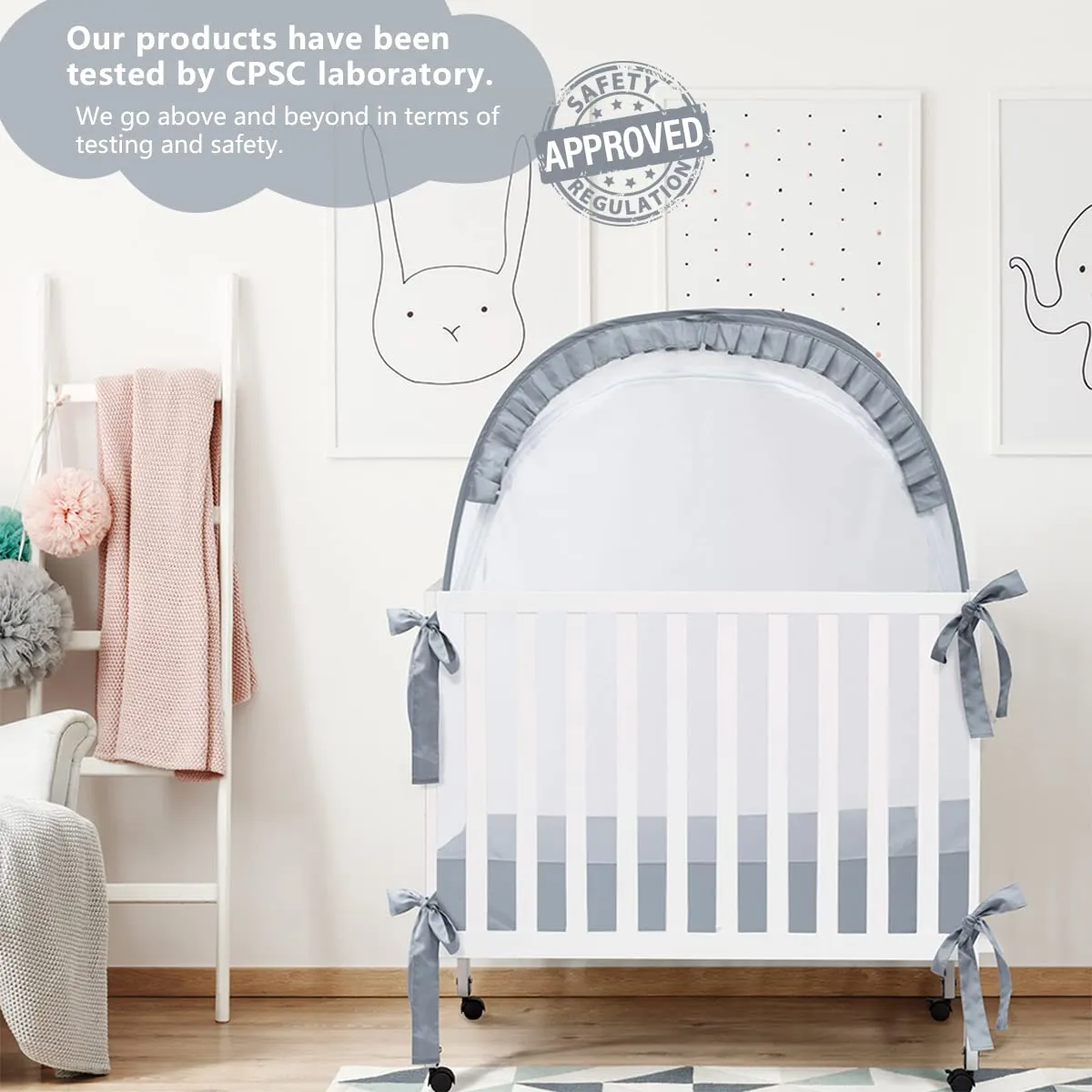 Pack N Play Tent, Baby Pop Up Crib Tent to Keep Baby in, Crib Net for Pack and Plays, Mini Cribs & Play Yards (39.6" L x 27.6" W x 49.2" H)