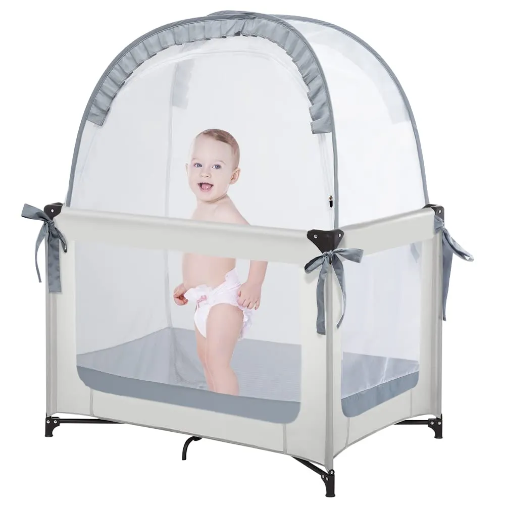 Pack N Play Tent, Baby Pop Up Crib Tent to Keep Baby in, Crib Net for Pack and Plays, Mini Cribs & Play Yards (39.6" L x 27.6" W x 49.2" H)
