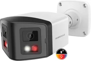 PANOEAGLE 4K 8MP Dual Lens PoE IP Security Camera with Panoramic 180° Wide Angle,Full Color/EXIR2.0 Night Vision,Human/Vehicle Detectio,Two-Way Audio,Micro SD Slot (512G),Compatable with HikVision NVR