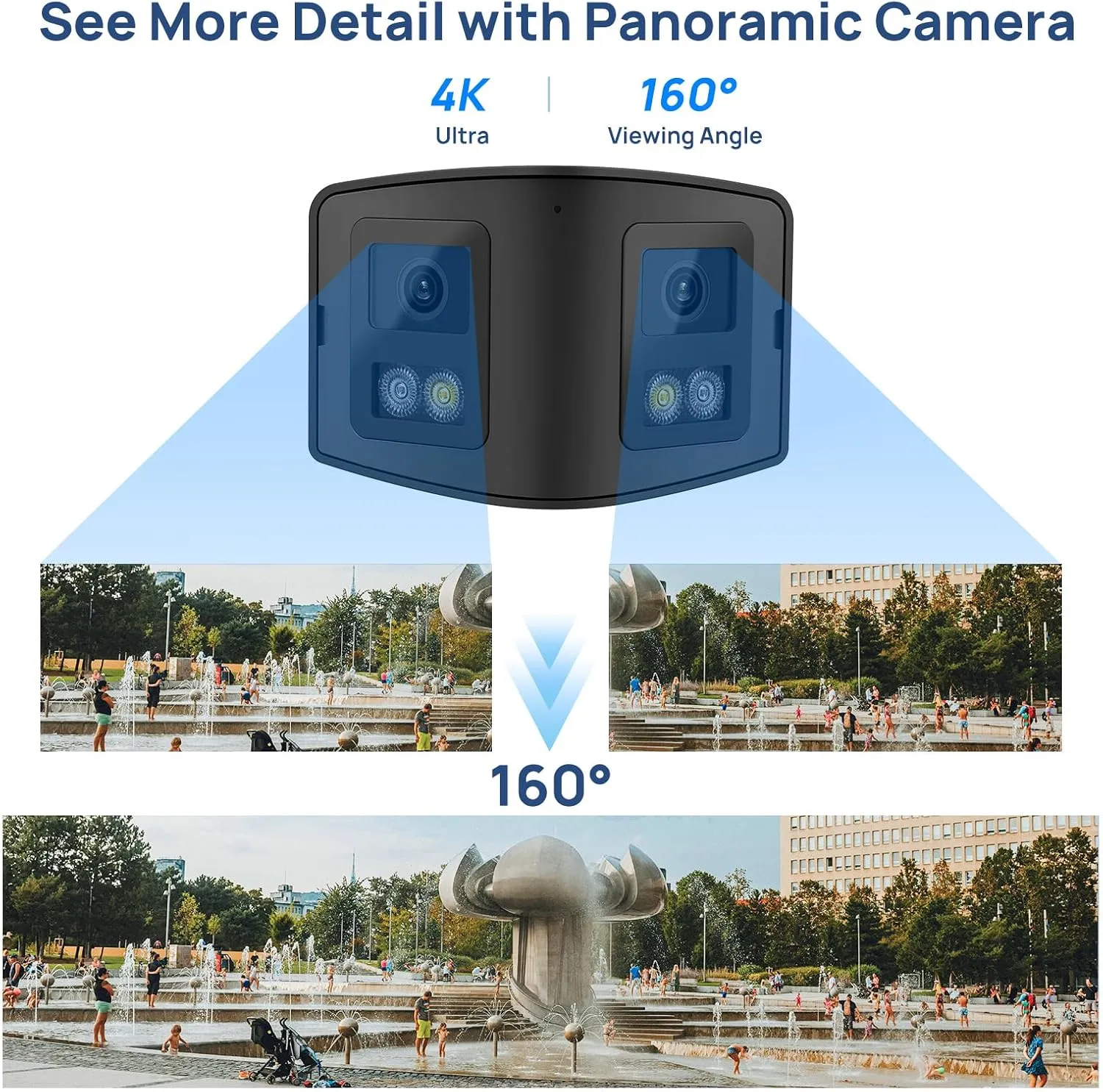 PANOEAGLE 4K 8MP Dual Lens PoE IP Security Camera with Panoramic 180° Wide Angle,Full Color/EXIR2.0 Night Vision,Human/Vehicle Detectio,Two-Way Audio,Micro SD Slot (512G),Compatable with HikVision NVR
