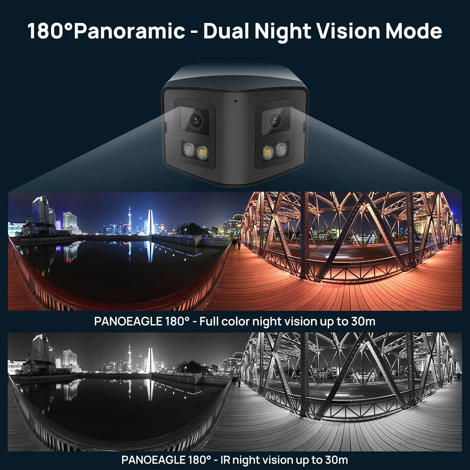 PANOEAGLE 4MP Dual Lens PoE IP Security Camera Outdoor with 180° Panoramic Wide Angle,Smart Color Night Vision,Human/Vehicle Detection,2-Way Audio & MicroSD Slot(512G),IP67 Compatible for Hik Vision