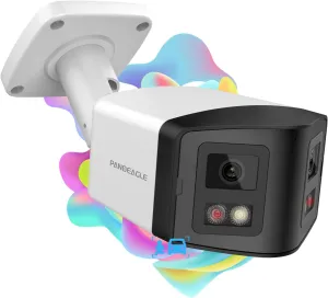 PANOEAGLE 4MP Dual Lens PoE IP Security Camera Outdoor with 180° Panoramic Wide Angle,Smart Color Night Vision,Human/Vehicle Detection,2-Way Audio & MicroSD Slot(512G),IP67 Compatible for Hik Vision