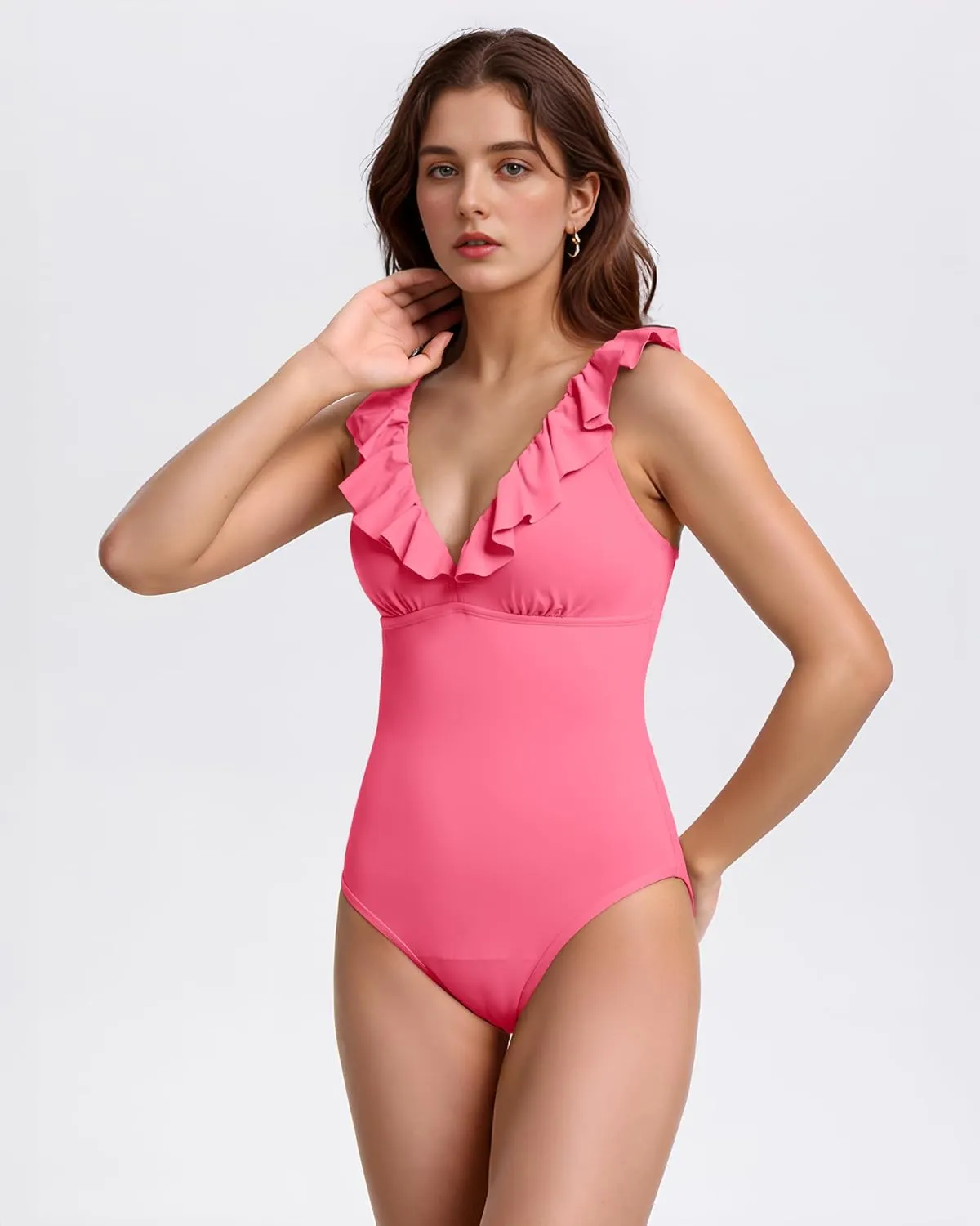 Period Swimwear Ruffled One Piece Leakproof Menstrual Period Swimsuit V Neck Bathing Suit for Teen Girl