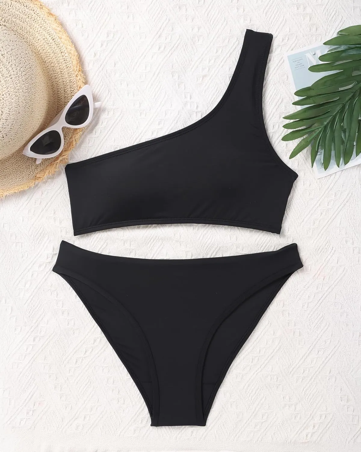 Period Swimwear Two Piece Leakproof Menstrual Swimsuit One Shoulder Bikini Sets Bathing Suit for Teen Girl