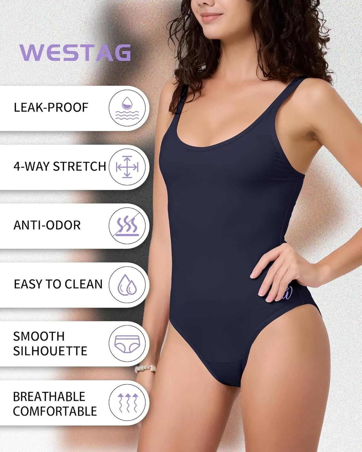 Period Swimwear Women One Piece Swimsuit Leakproof Menstrual Double Strap Sporty Bathing Suit for Teen Girls