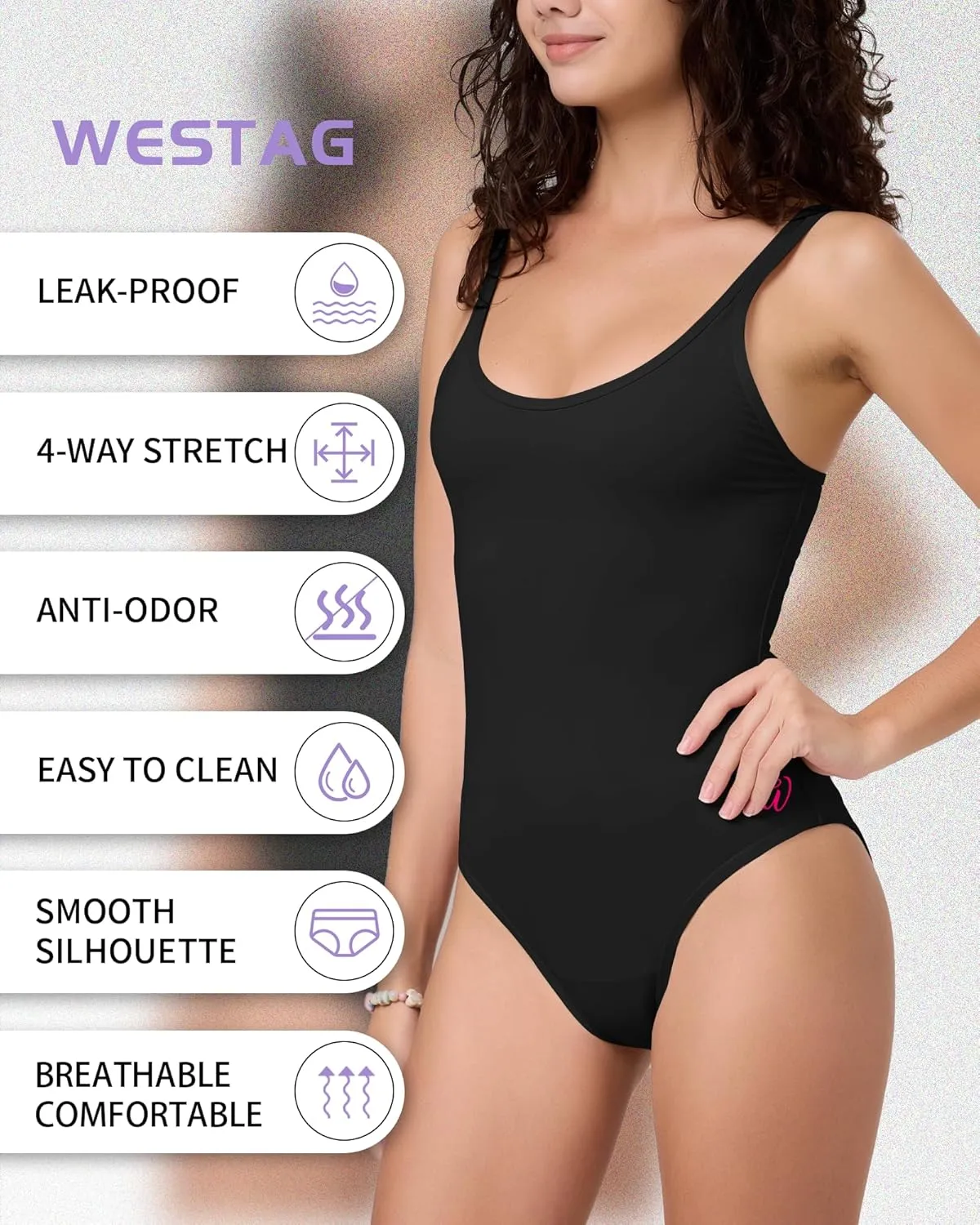 Period Swimwear Women One Piece Swimsuit Leakproof Menstrual Double Strap Sporty Bathing Suit for Teen Girls