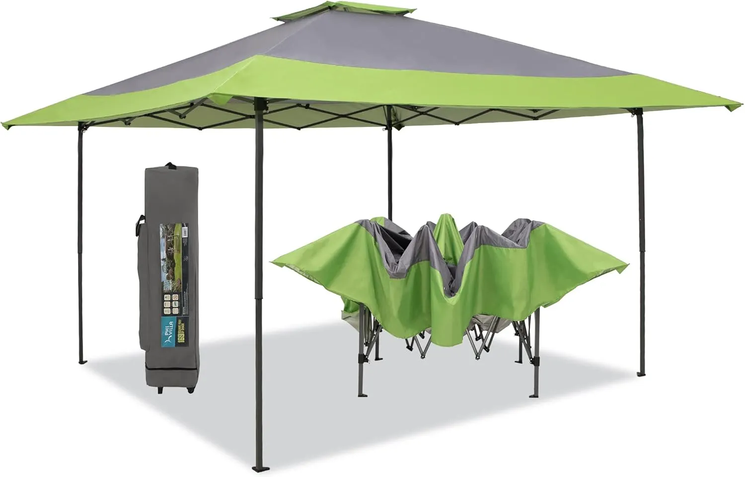 PHI VILLA Easy Set-up 13x13 Pop Up Canopy Gazebo Outdoor Tent Portable 169 sq.ft Sun Shade, Green