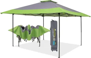 PHI VILLA Easy Set-up 13x13 Pop Up Canopy Gazebo Outdoor Tent Portable 169 sq.ft Sun Shade, Green