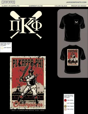 Pi Kappa Phi University of South Carolina Softball Champs T-Shirt