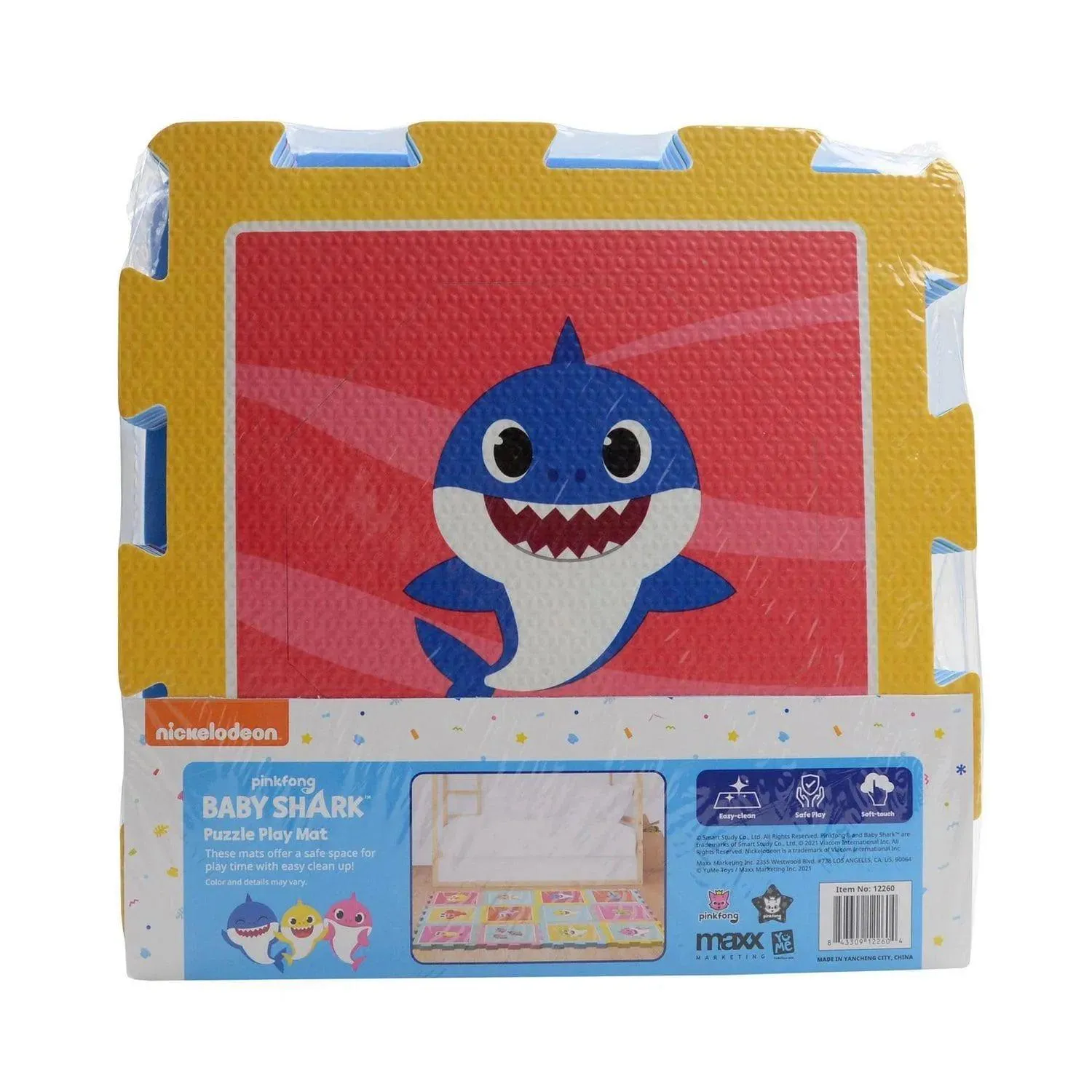 Pinkfong Baby Shark - Baby, Infant Toddler - Puzzle Play Mat - Foam Floor Tiles - Non-Toxic - 12 Pieces