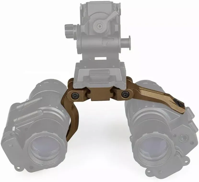 Plastic Dual NVG J-Arm Bridge Mount – Binocular Adapter Holder for PVS-14 Style Helmet Setups, Tan