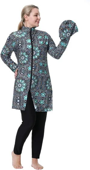 Plus Size Muslim Swimwear for Women Burkini Islamic Swimming Suit
