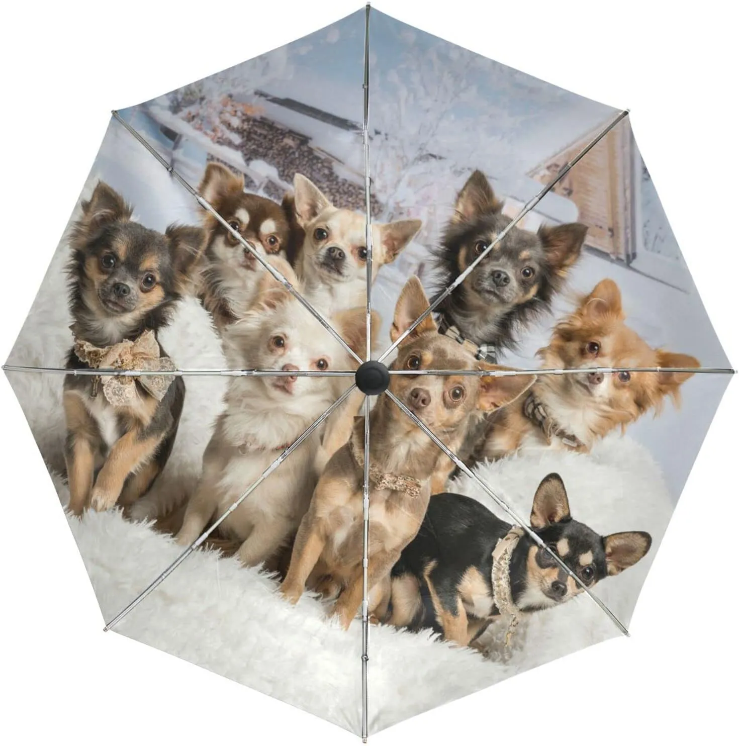 Poeticcity Automatic Folding UPF 50  Anti-UV Rain Umbrella, Auto Open/Close 3 Folds Sun Parasol Canopy Windproof Compact Travel Umbrella