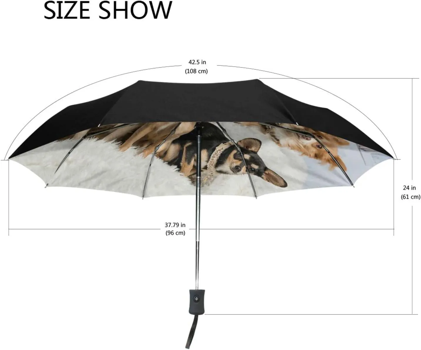 Poeticcity Automatic Folding UPF 50  Anti-UV Rain Umbrella, Auto Open/Close 3 Folds Sun Parasol Canopy Windproof Compact Travel Umbrella