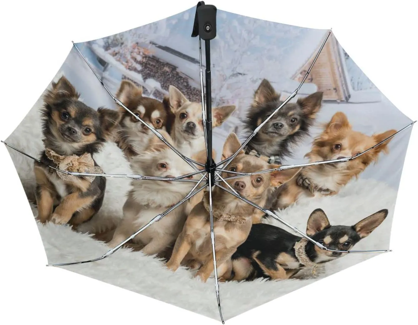 Poeticcity Automatic Folding UPF 50  Anti-UV Rain Umbrella, Auto Open/Close 3 Folds Sun Parasol Canopy Windproof Compact Travel Umbrella