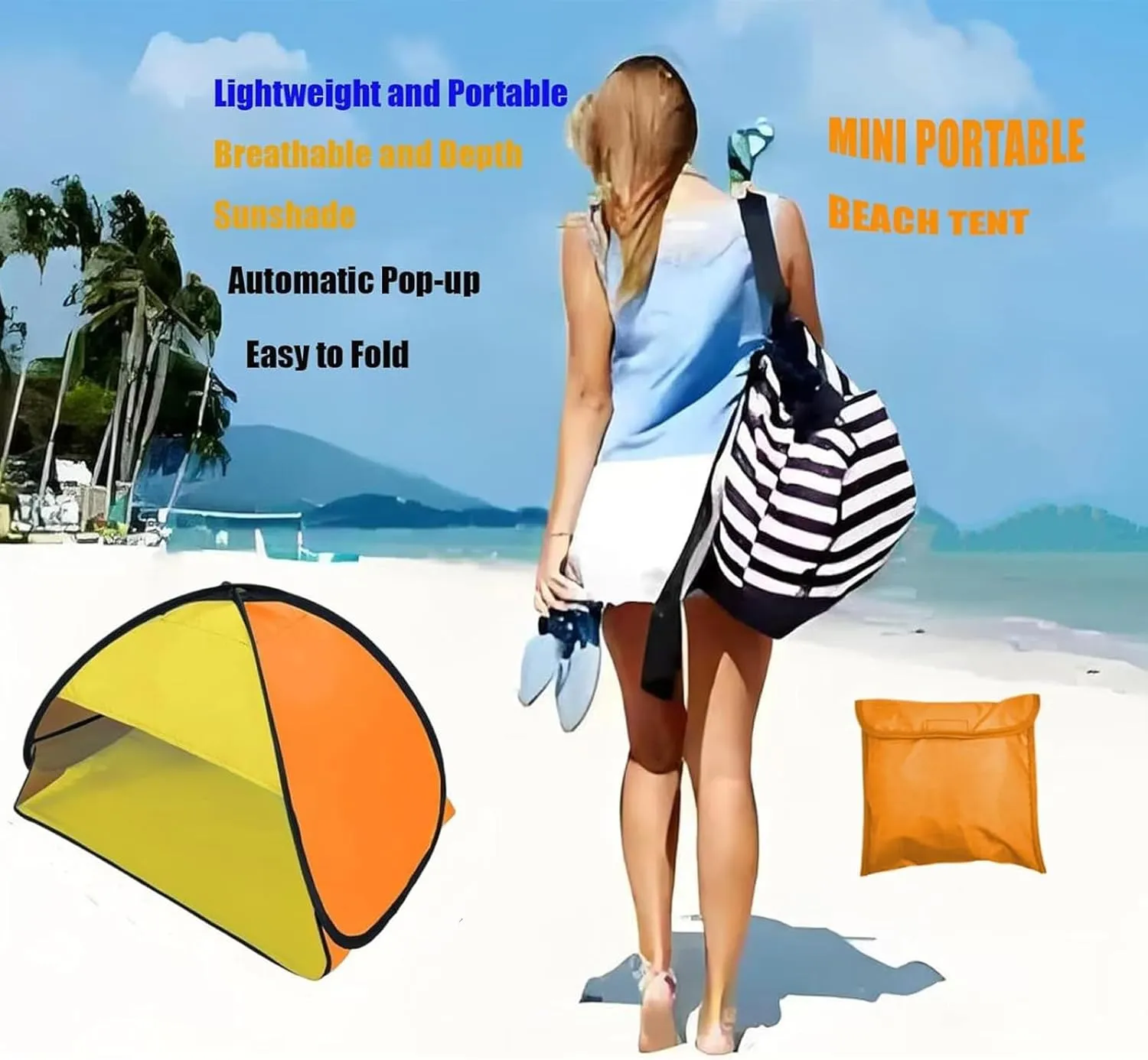 Pop Up Beach Head Tent - UV Blocking Beach Head Canopy - Easy Setup Automatic Sun Shelters for Outdoor Hiking Picnic Sunbathing Fishing