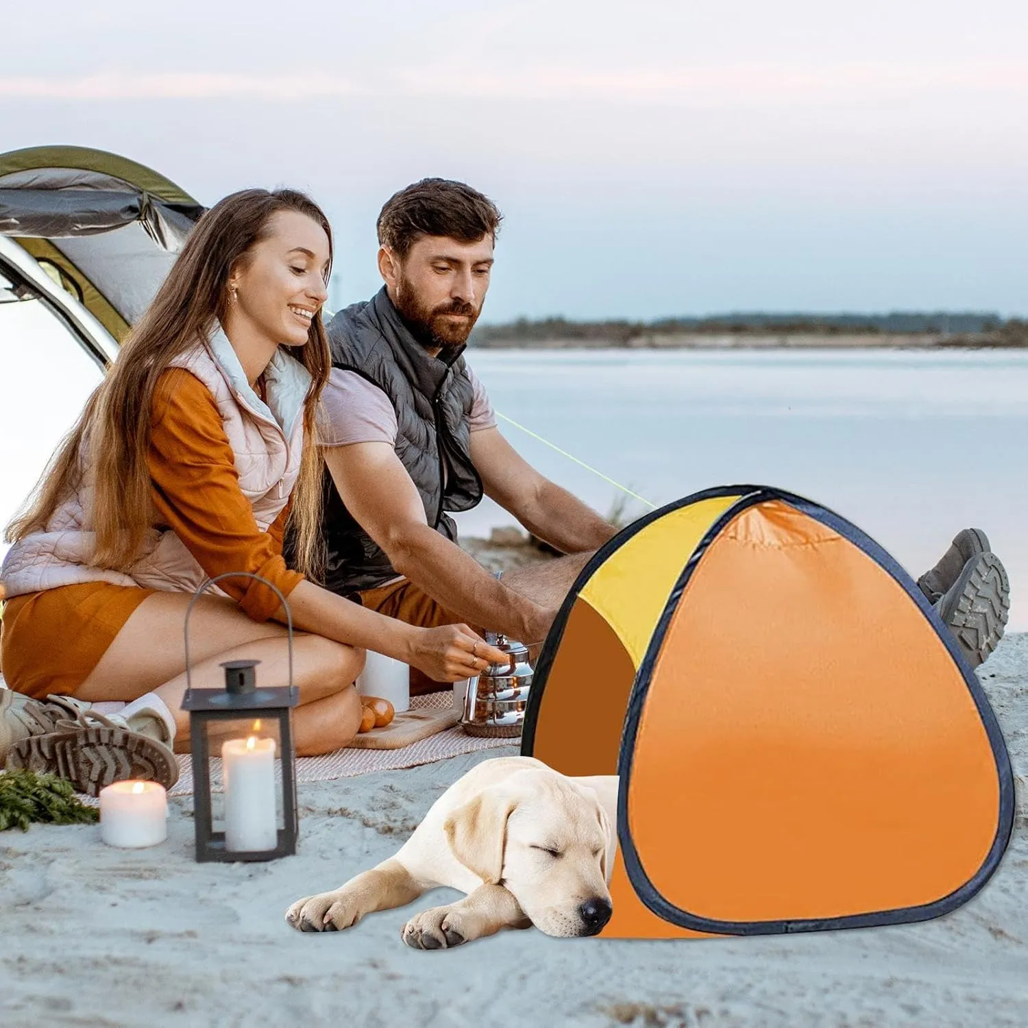 Pop Up Beach Head Tent - UV Blocking Beach Head Canopy - Easy Setup Automatic Sun Shelters for Outdoor Hiking Picnic Sunbathing Fishing