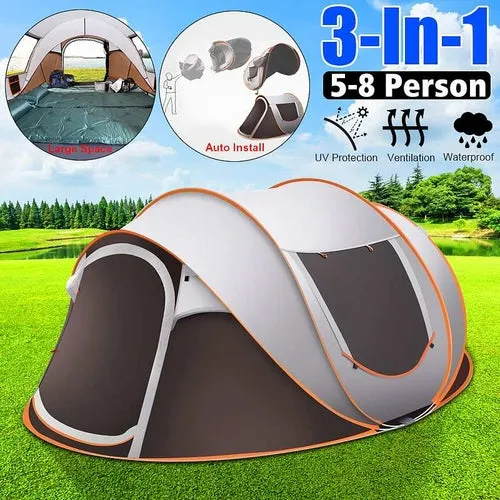 Pop Up Camping Tent - Waterproof Hiking Tents for 4 to 5 Persons - Large Tents Automatic Tarp Tent for Outdoor, Beach
