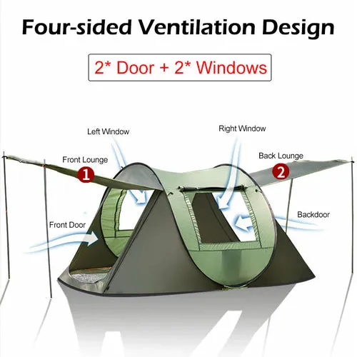 Pop Up Camping Tent - Waterproof Hiking Tents for 4 to 5 Persons - Large Tents Automatic Tarp Tent for Outdoor, Beach